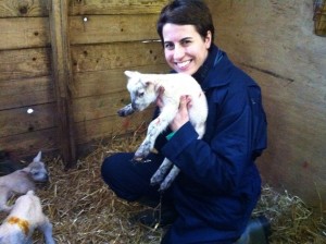 Vet student with lamb